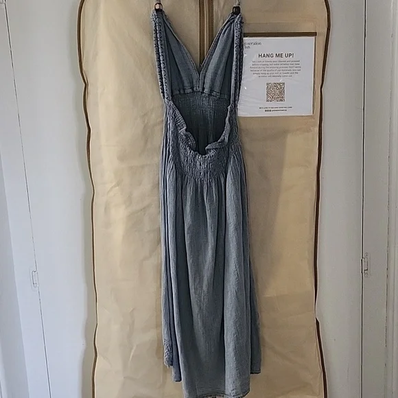 COPY - Dusty blue cotton natural dress size Large - Picture 3 of 6